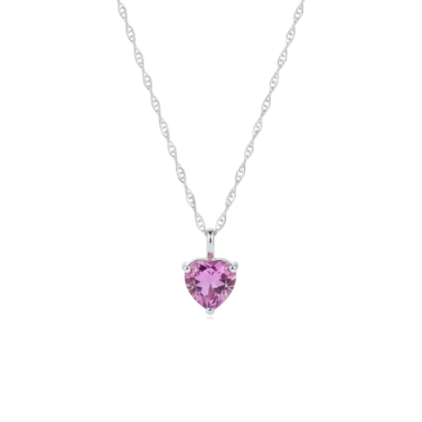 14Kt Gold Pink Sapphire Heart Pendant Necklace