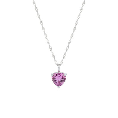 14Kt Gold Pink Sapphire Heart Pendant Necklace