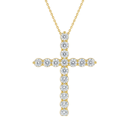 14Kt Gold 2 Ct Lab Grown Diamond Cross Pendant Necklace