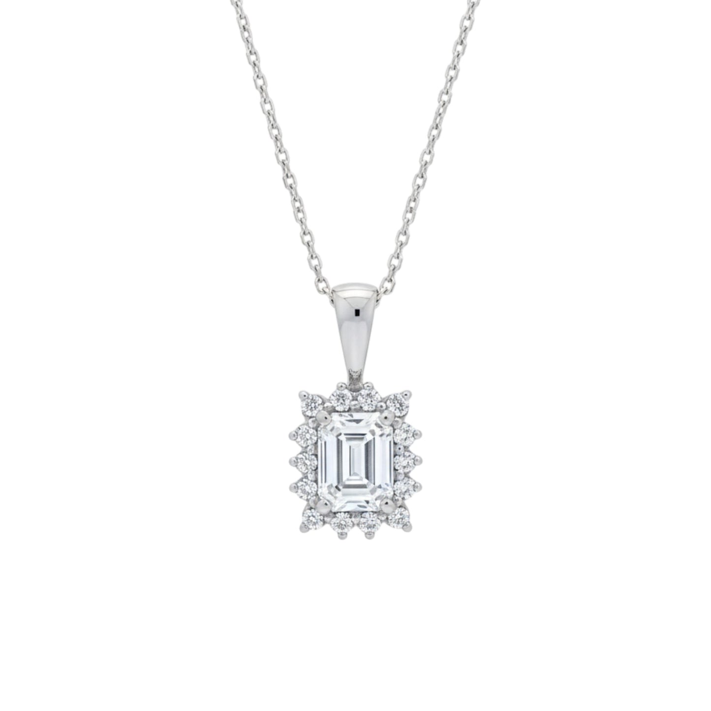14K Gold 1.19 Ct Lab Grown Diamond Emerald Cut Solitaire Pendant Necklace