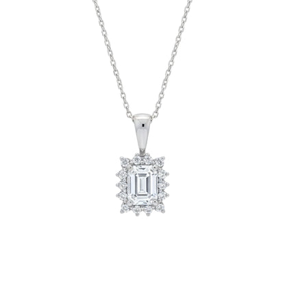 14K Gold 1.19 Ct Lab Grown Diamond Emerald Cut Solitaire Pendant Necklace