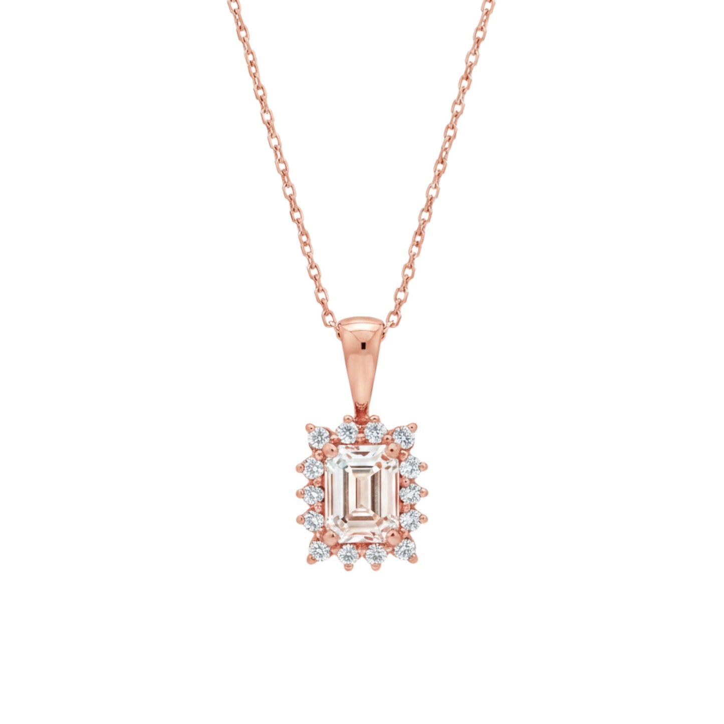 14K Gold 1.19 Ct Lab Grown Diamond Emerald Cut Solitaire Pendant Necklace