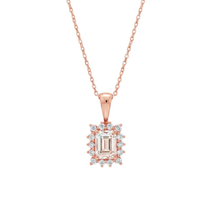 14K Gold 1.19 Ct Lab Grown Diamond Emerald Cut Solitaire Pendant Necklace