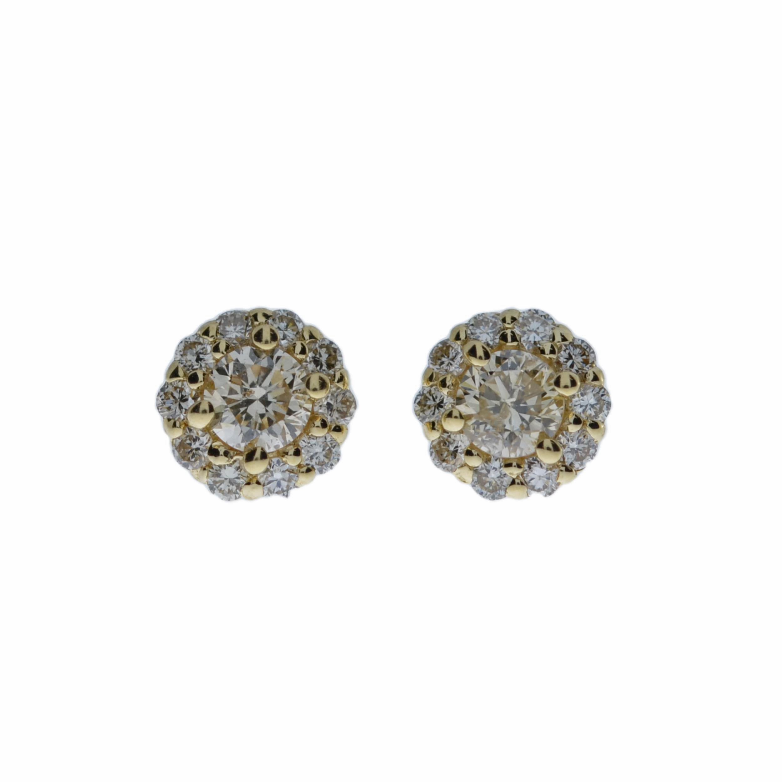 14Kt Gold 2.32 Ct Lab Grown Halo Diamond Earrings