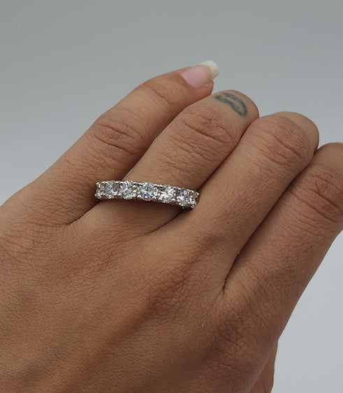 14K Gold 1.75 Ct 7 Stone Half Eternity Lab Grown Diamond Ring