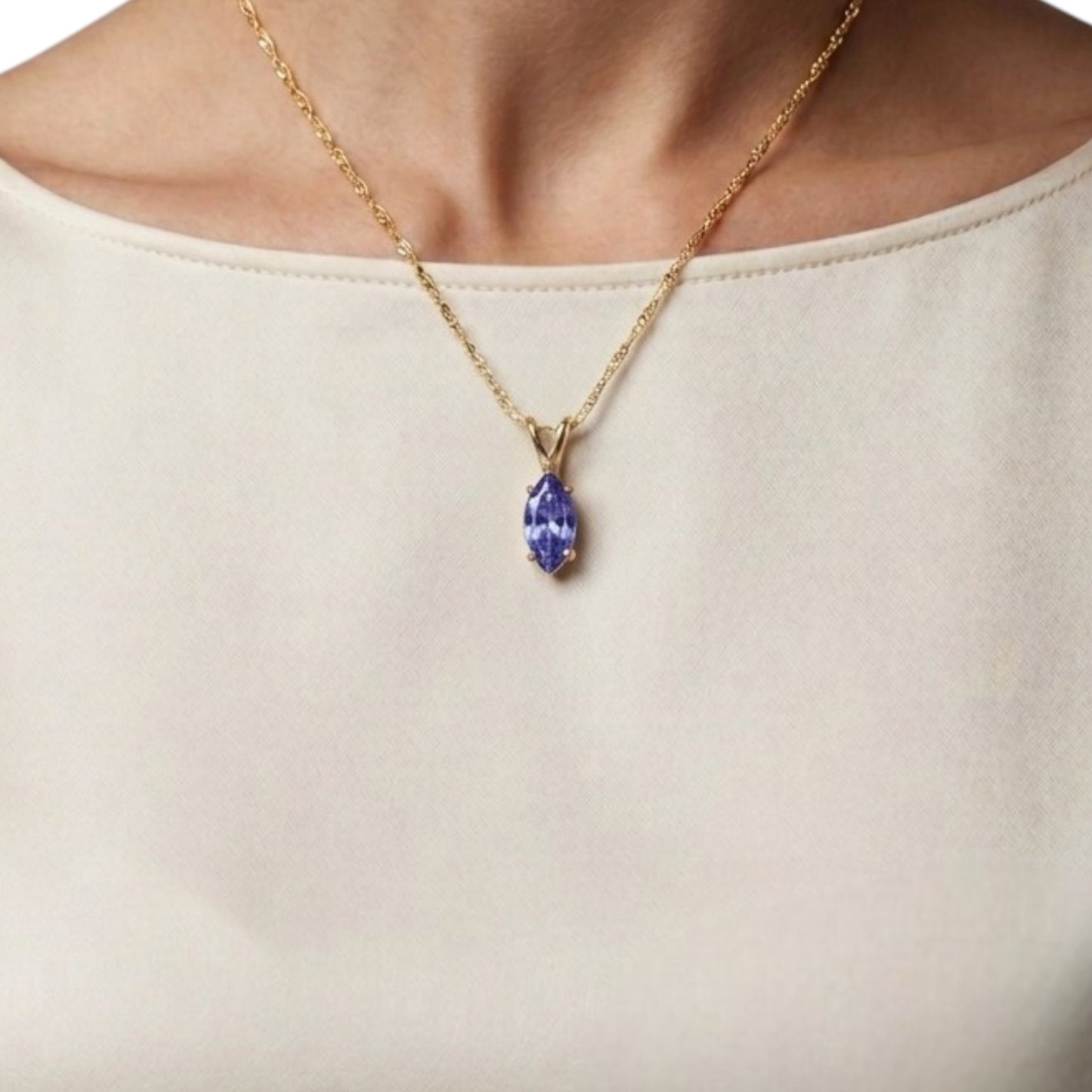 14Kt Gold Tanzanite Marquise Pendant