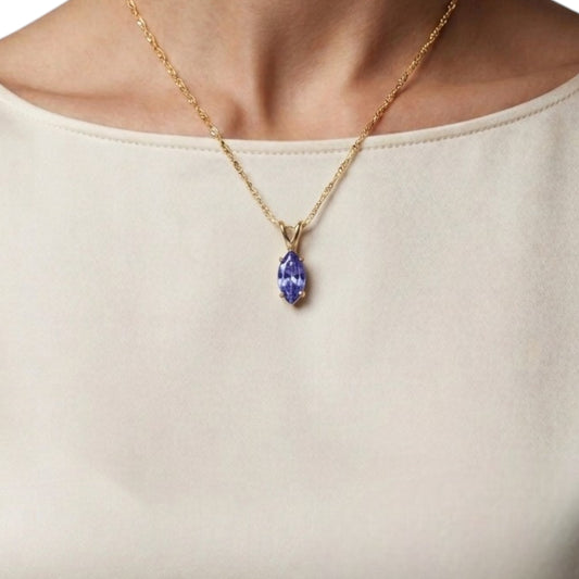 14Kt Gold Tanzanite Marquise Pendant