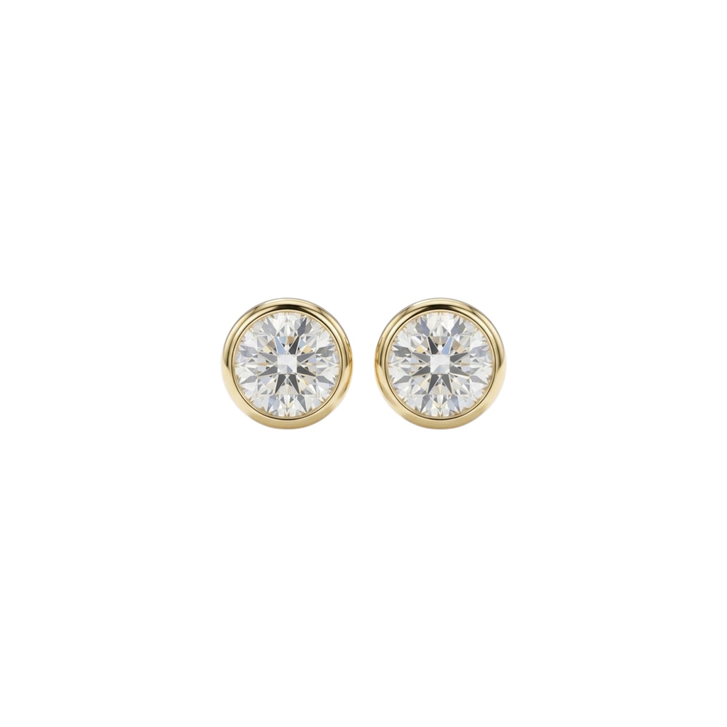 14Kt Gold 2 Ct Bezel Lab Grown Diamond stud Earrings