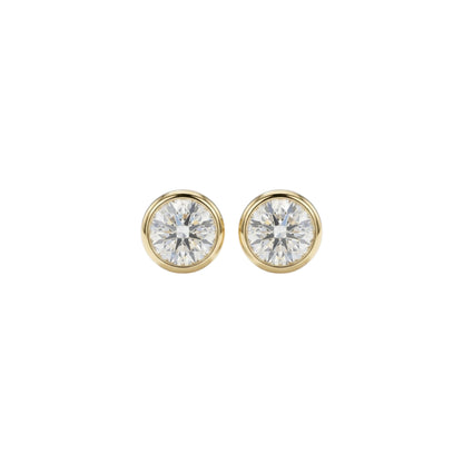 14Kt Gold 2 Ct Bezel Lab Grown Diamond stud Earrings