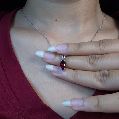 14Kt Gold Garnet Marquise Pendant
