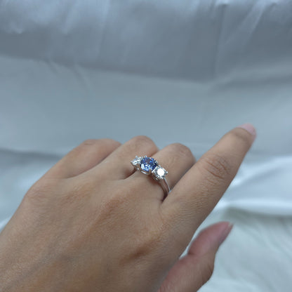 Simulated Tanzanite & 1Ct Lab Grown Diamond Round ring .925 Sterling Silver