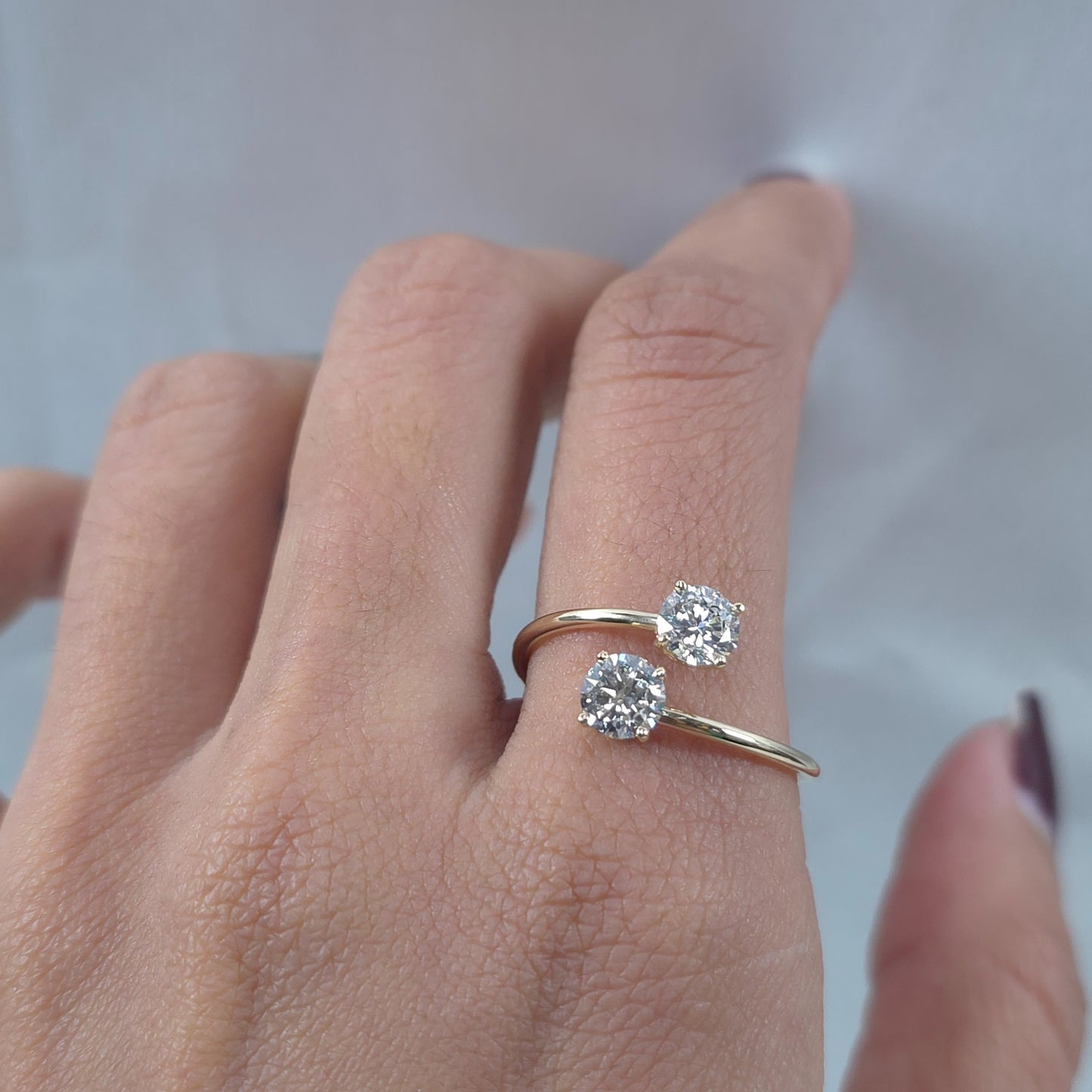 14Kt Gold 1 Ct 2 Stones Lab Grown Diamond Ring