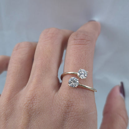 14Kt Gold 1 Ct 2 Stones Lab Grown Diamond Ring