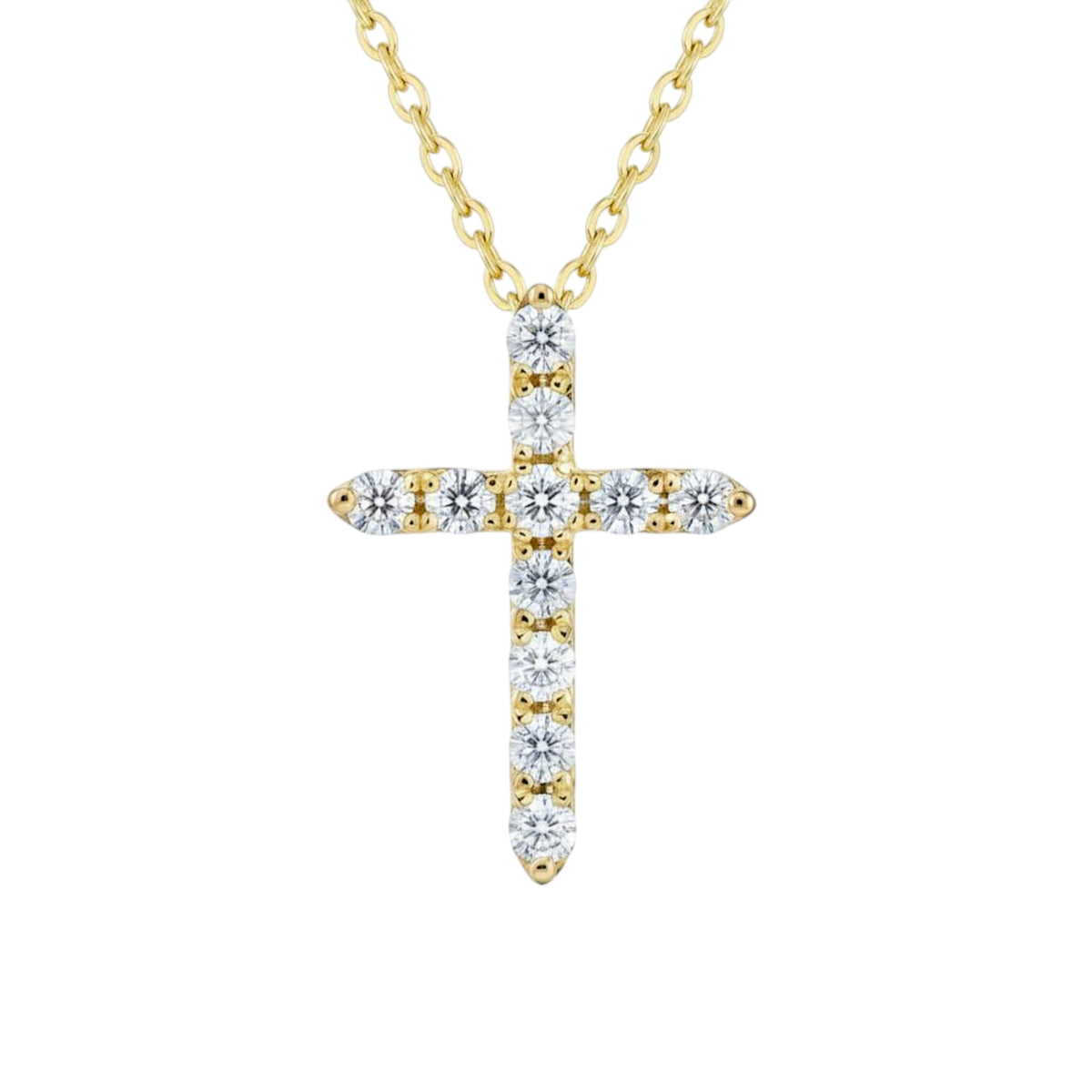 14Kt Gold 0.10 Ct Lab Grown Diamond Cross Pendant