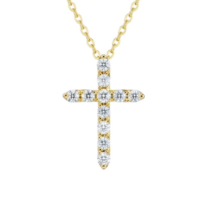 14Kt Gold 0.10 Ct Lab Grown Diamond Cross Pendant
