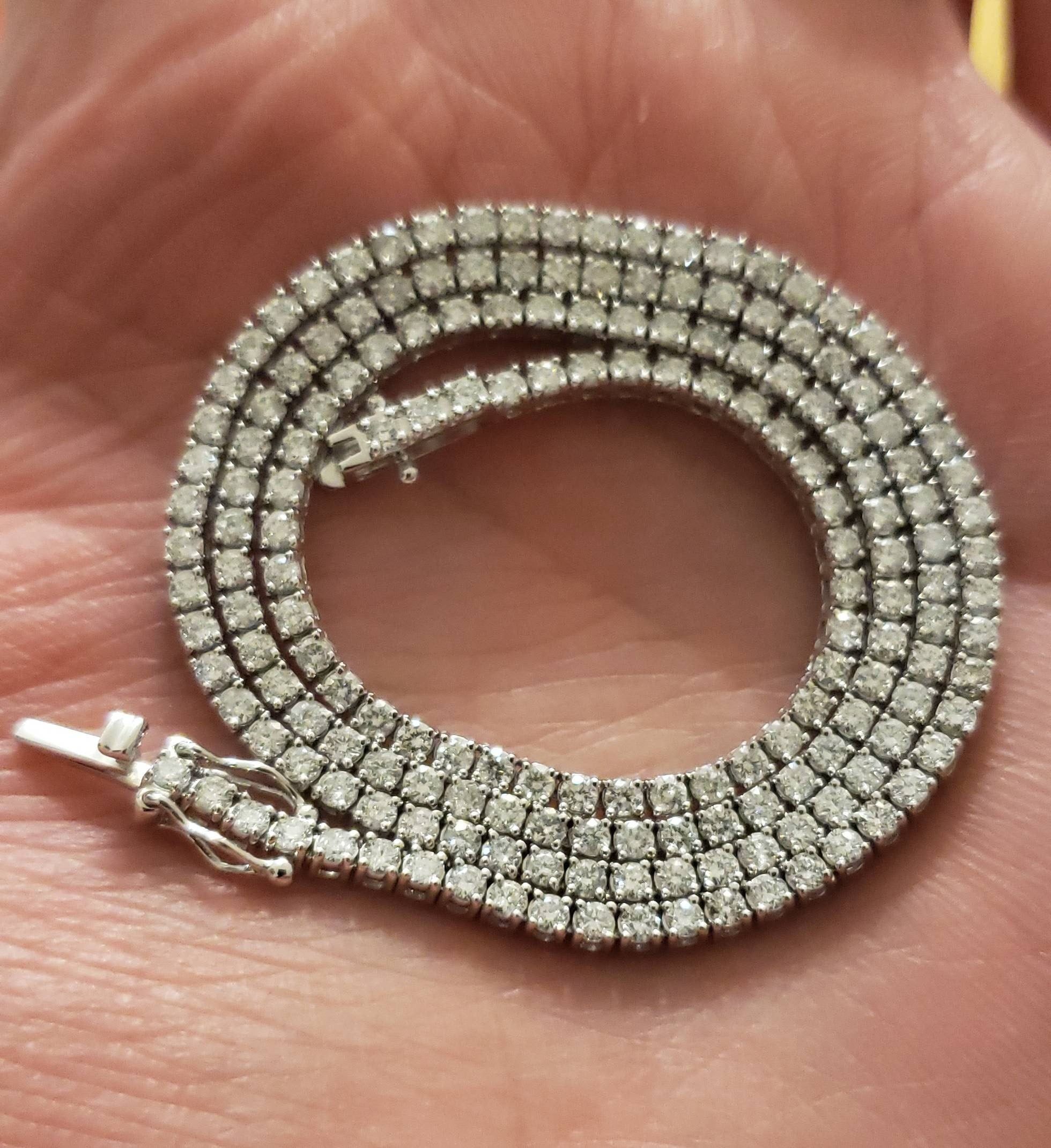 14Kt Gold 5.20 Ct 16 Inch Lab Grown Diamond Tennis Necklace