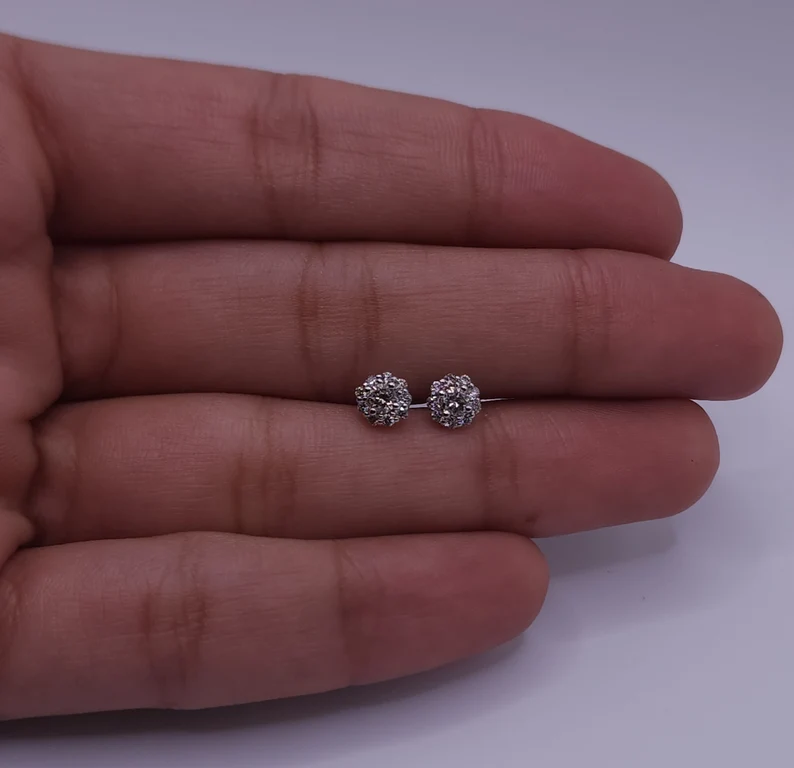 14Kt Gold 0.42 Ct Lab Grown Diamond Halo Earrings