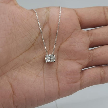 14Kt Gold 2 Ct Lab Grown Diamond Oval Solitaire Pendant