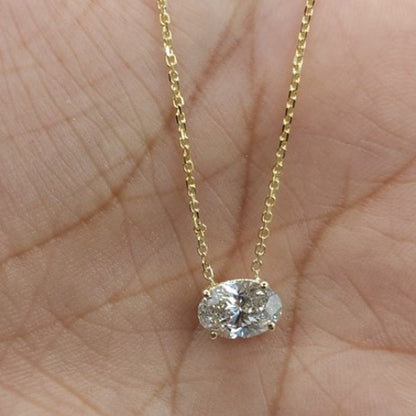 14Kt Gold 2 Ct Lab Grown Diamond Oval Solitaire Pendant