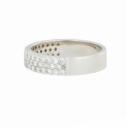 14Kt Gold 0.80 Ct Lab Grown Diamond Micro Pave Half Eternity Band