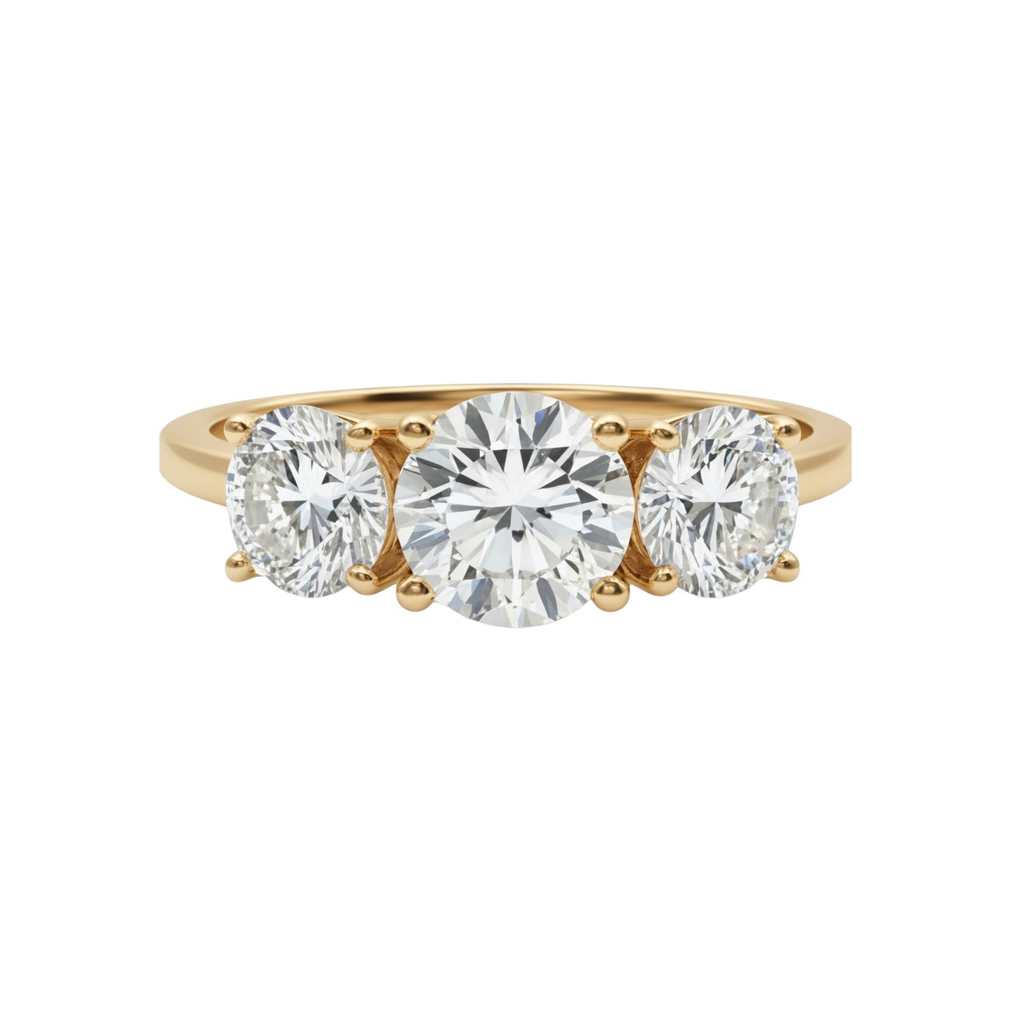 14Kt Gold 2 Ct 3 Stones Lab Grown Diamond Ring