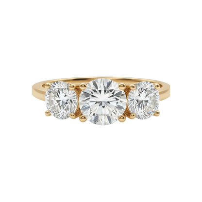 14Kt Gold 2 Ct 3 Stones Lab Grown Diamond Ring