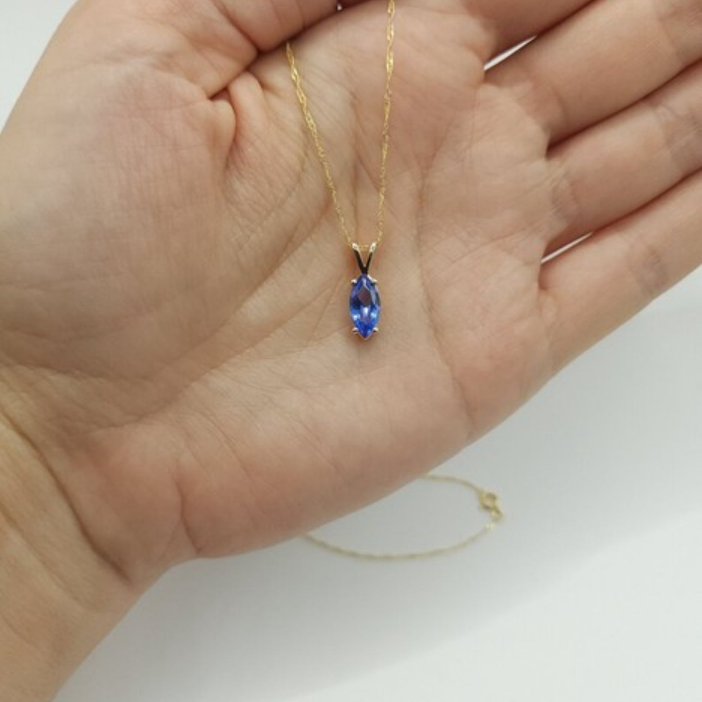 14Kt Gold Tanzanite Marquise Pendant