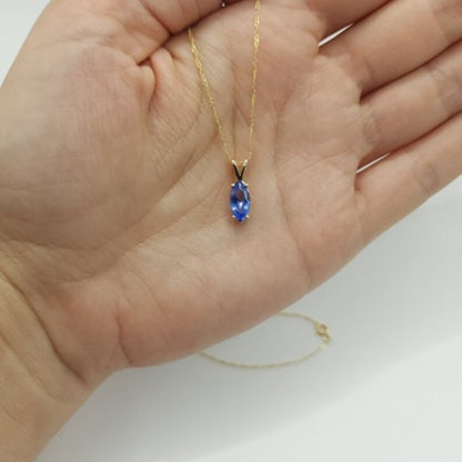 14Kt Gold Tanzanite Marquise Pendant