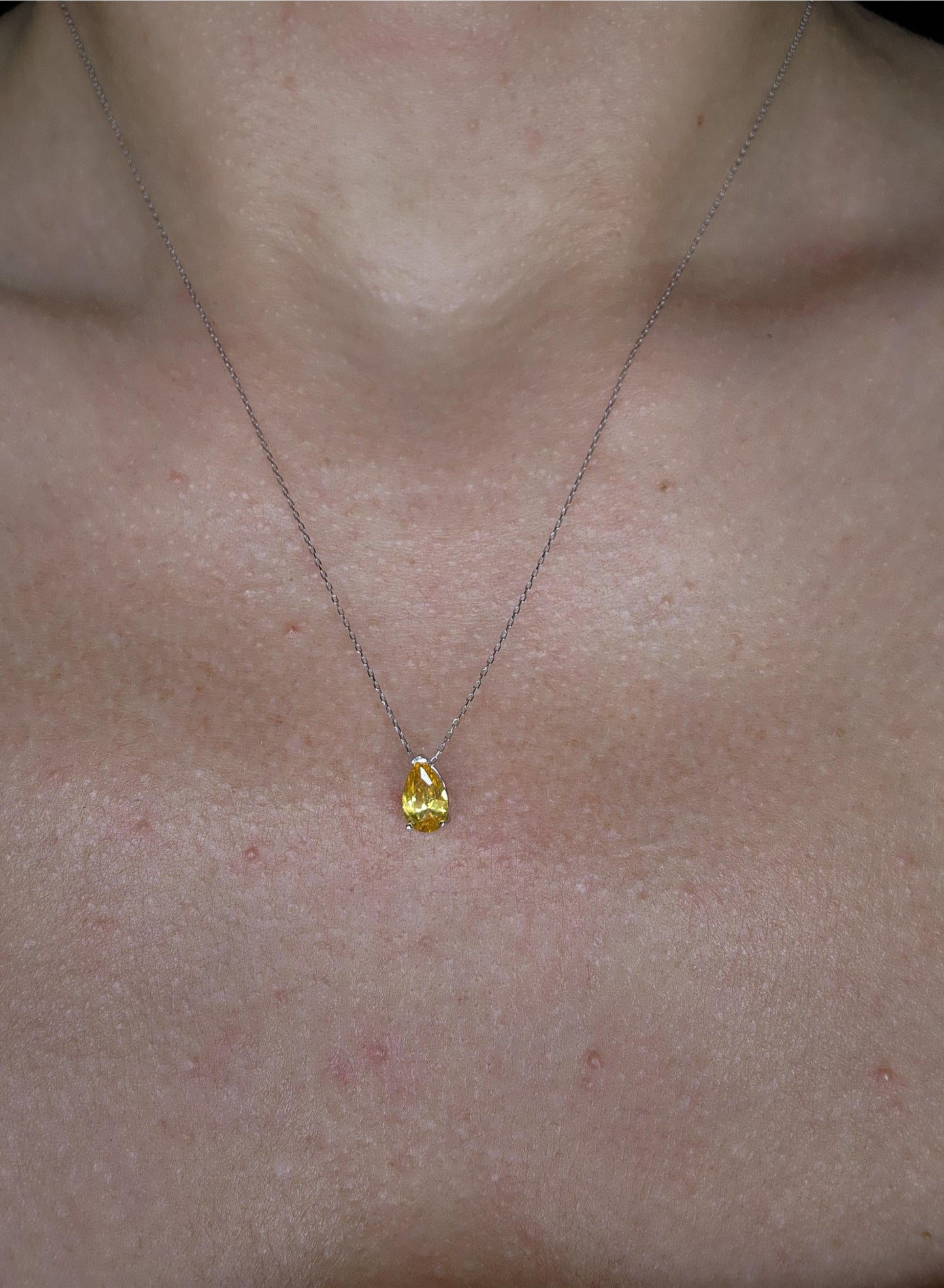 14Kt Gold Yellow Citrine Teardrop Pendant Necklace