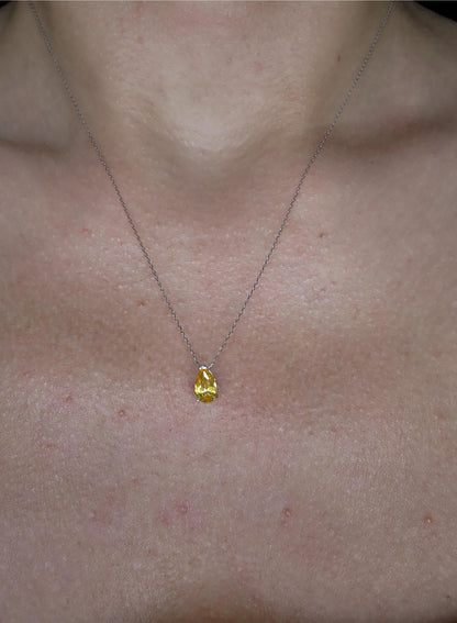 14Kt Gold Yellow Citrine Teardrop Pendant Necklace