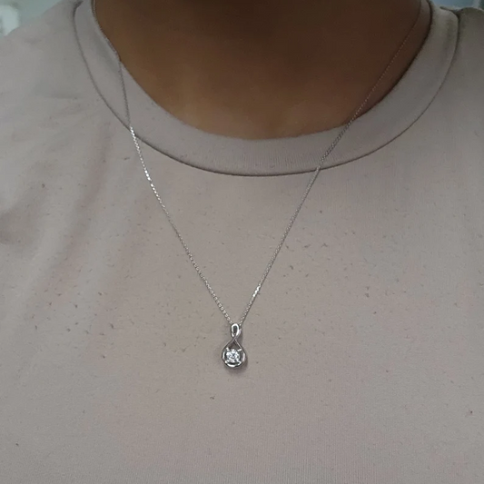 14K Gold 0.18 Ct Lab Grown Diamond Solitaire Infinite Pendant Necklace