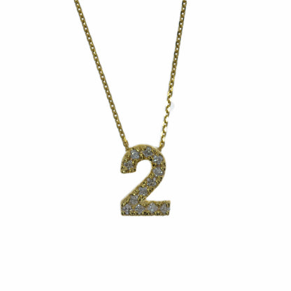 14Kt Gold Number Diamond Pendant Necklace