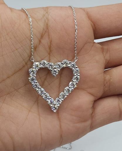 14Kt Gold 2.50 Ct Lab Grown Diamond Open Heart Necklace