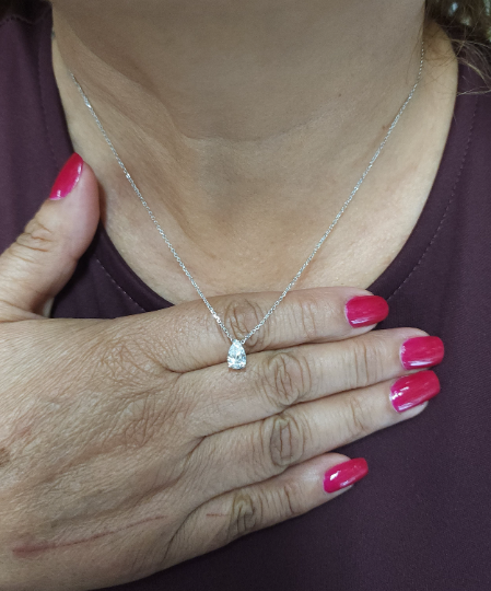 14Kt Gold 0.72 Lab Grown Pear Shape Diamond Pendant Necklace