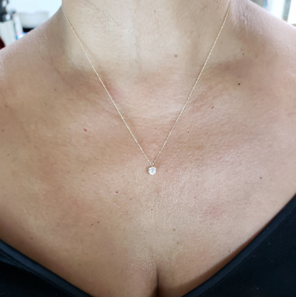 14Kt Gold 0.50 Ct Lab Created Diamond Solitaire Pendant Necklace