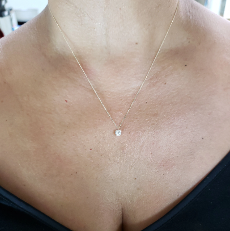 14Kt Gold 0.50 Ct Lab Created Diamond Solitaire Pendant Necklace