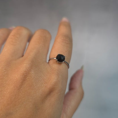 14Kt Gold 1 Ct Natural Rose Cut Black Diamond Ring