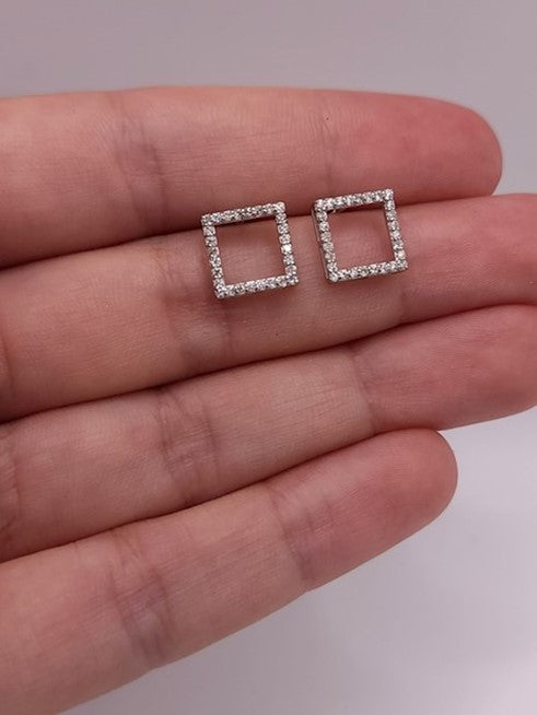 14Kt Gold 0.25 Ct Lab Grown Diamond Open Square Diamond Earrings Stud Earrings