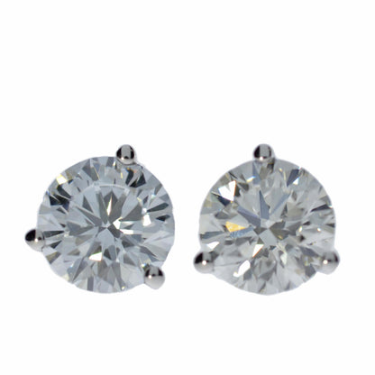 14Kt Gold 1 Ct Lab Grown Diamond Round 3 prongs Stud Earrings