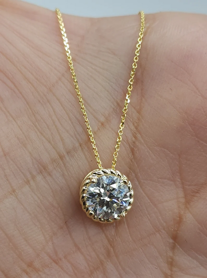 14Kt Gold 1 Ct Lab Grown IGI Certified Diamond Solitaire Pendant Necklace