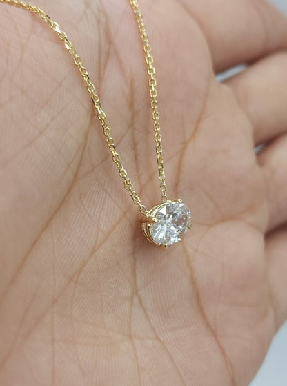 14Kt Gold 1 Ct Lab Grown Oval Diamond Solitaire Pendant Necklace