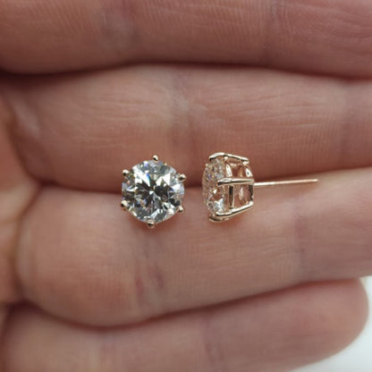 14Kt Gold 5 Ct 6 Prong Lab Grown Diamond Stud Earrings