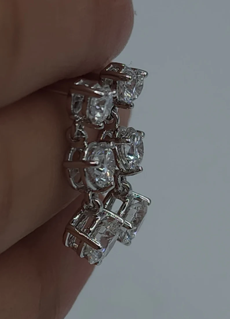 14Kt Gold 2 Ct Lab Grown Diamond 3 Prong Dangle Stud Earrings