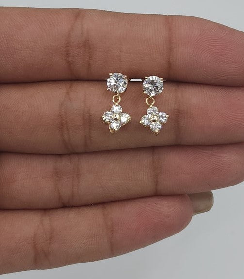 14Kt Gold 0.96 Ct Clover Lab Grown Diamond Earrings Dangle Earrings 4 Stone Earrings