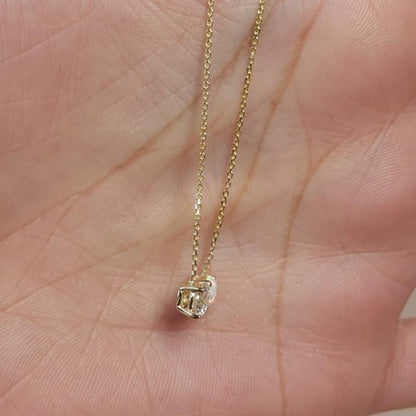 14Kt Gold 2 Stone 0.50Ct Lab Grown Diamond and Opal Round Pendant