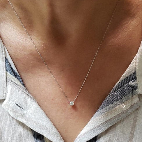 14Kt Gold 0.25 Ct Lab Grown Diamond Solitaire Necklace