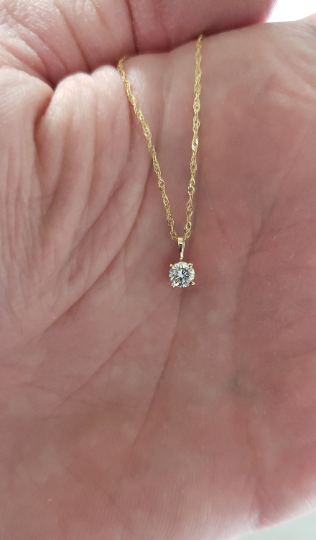 14Kt Gold 0.25 Ct Lab Grown Diamond Pendant Necklace