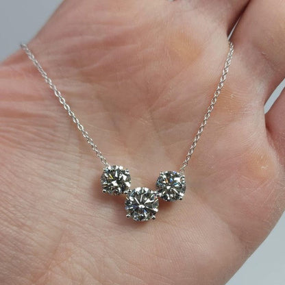 14Kt Gold 7 Ct 3 Stone Lab Grown Diamond Pendant