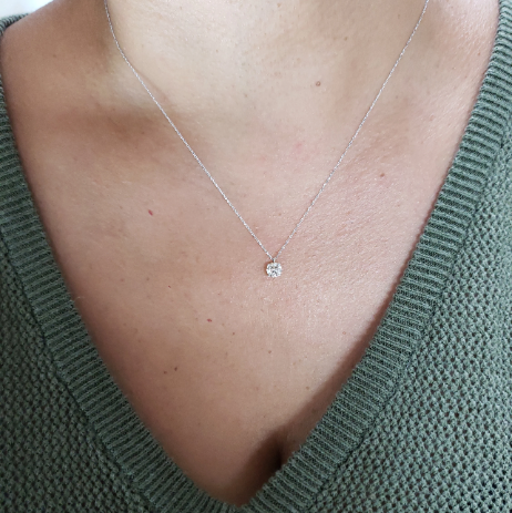 14Kt Gold 0.70 Ct Lab Grown Diamond Solitaire Pendant Necklace