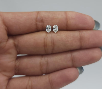 14Kt Gold 0.50 Ct Oval Lab Grown Diamond Stud Earrings